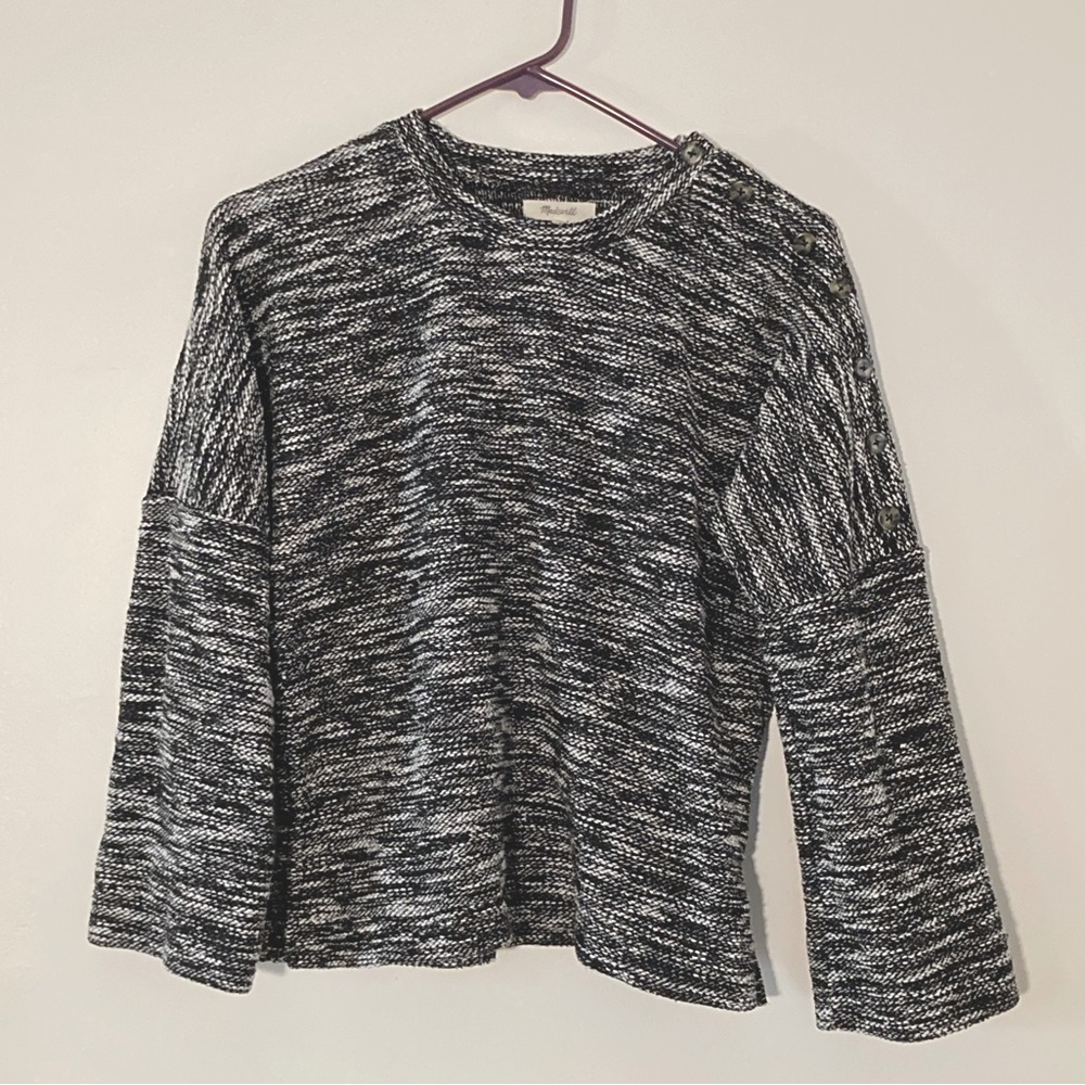 Madewell Marled Knit Sweater Button Shoulder
